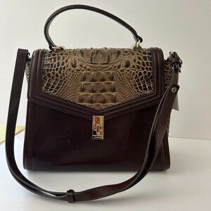 •	BRAHMINMelbourne Collection Parakeet Margo Crossbody Bag Brown Leather